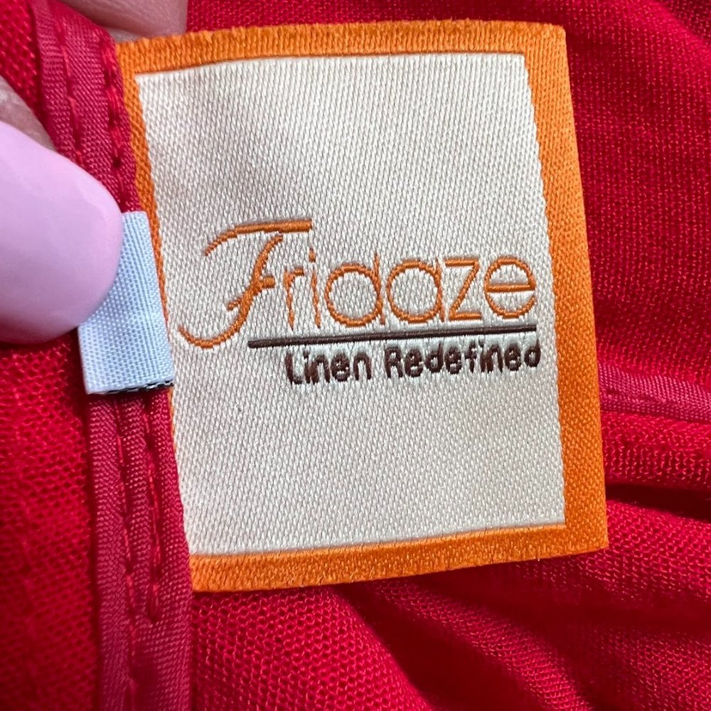 Fridaze Red Linen Button Front Pocketed Tunic Blo… - image 5